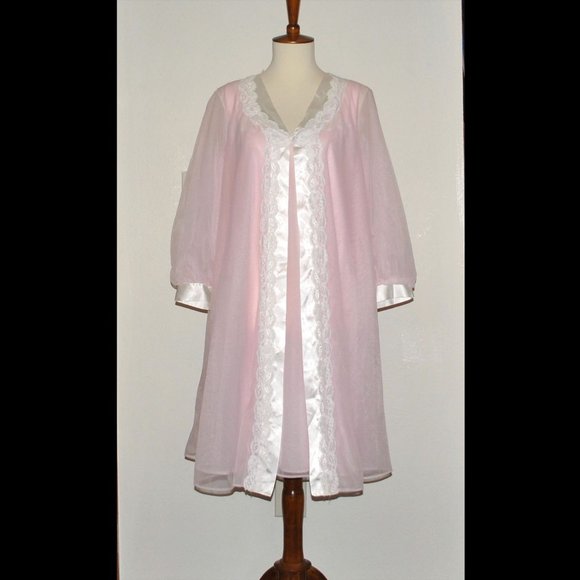 Sears Other - Vintage Sears Peignoir Set Size Small 32-34 Pink & White Short Nightie & Robe